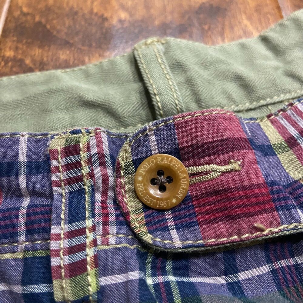 Polo Ralph Lauren Vintage Madras Reversible Shorts Plaid Tan Men's Size 34 - Picture 5 of 9